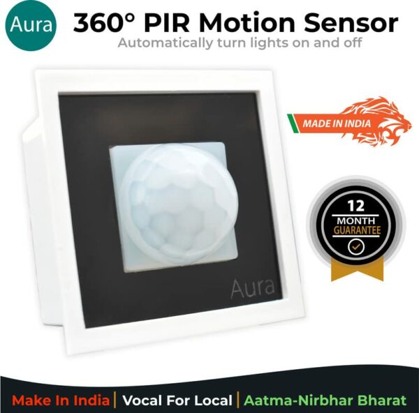 Aura 360 Degree PIR Motion Sensor | Energy Saving Motion Detector Switch | Automatic Room Light Sensor Switch with Time Delay Adjustable Fits in Modular Fitting Roma, Veto, Rider (Pack of 1) - Image 2