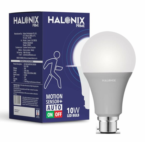 Halonix 10 Watt Radar Motion Sensor Auto On/Off B22 LED Bulb C/W