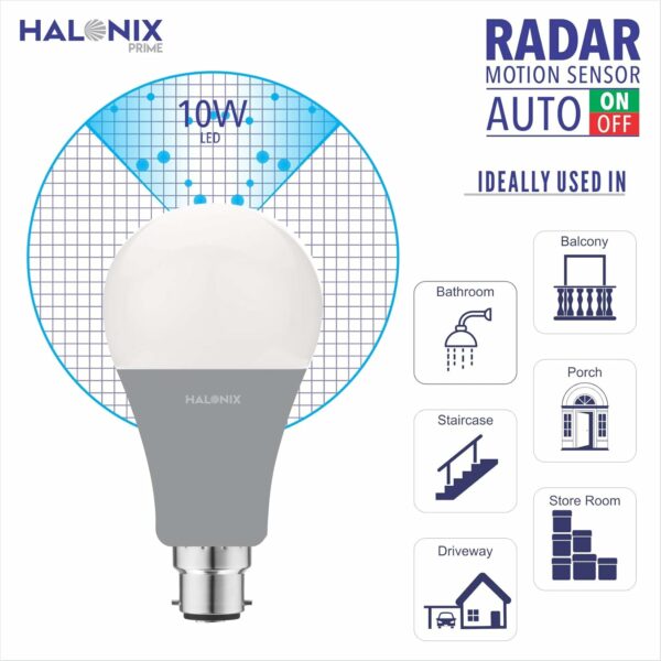 Halonix 10 Watt Radar Motion Sensor Auto On/Off B22 LED Bulb C/W - Image 6