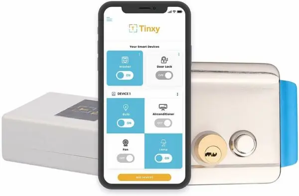 Tinxy Door Lock with WiFi Controller and Door Sensor (White) (Works with Alexa & Google) - Image 2