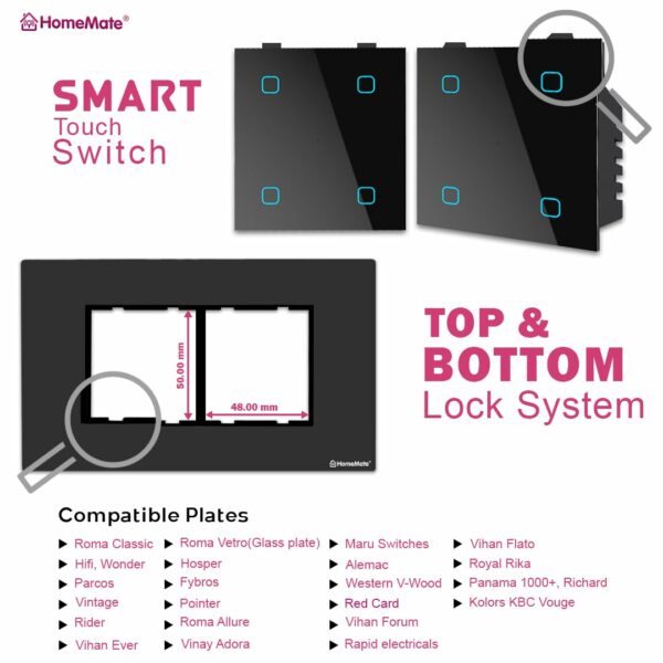 HomeMate® WiFi 3 Gang Touch Panel (White) | No Hub Required | Works with Alexa, Google Home and IFTTT. - Image 3